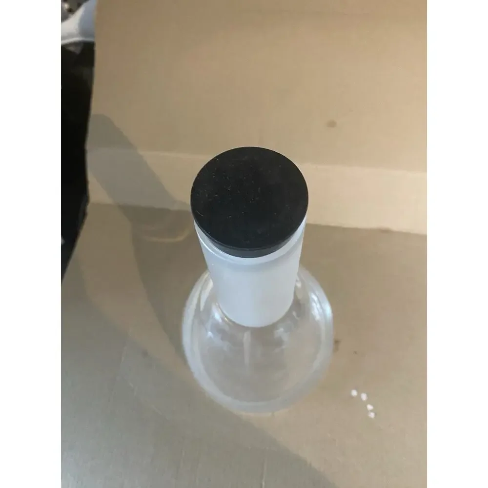 Marius Finnish Frosted Glass Longneck Decanter with Black Rubber Stopper 9